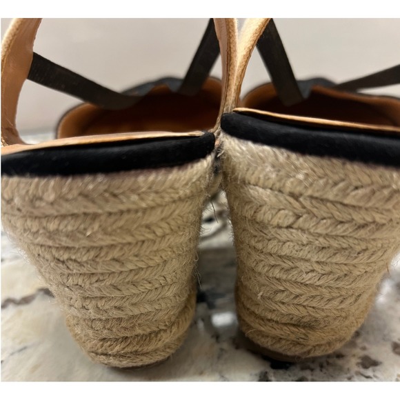 Lane Bryant Espadrille Wedge Sandals Ankle Strap Black Beige Size 10W - Picture 4 of 6